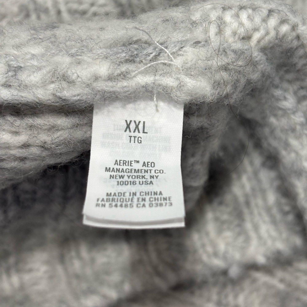 aerie grey cable knit oversized turtleneck sweater Size XXL - Picture 4 of 5